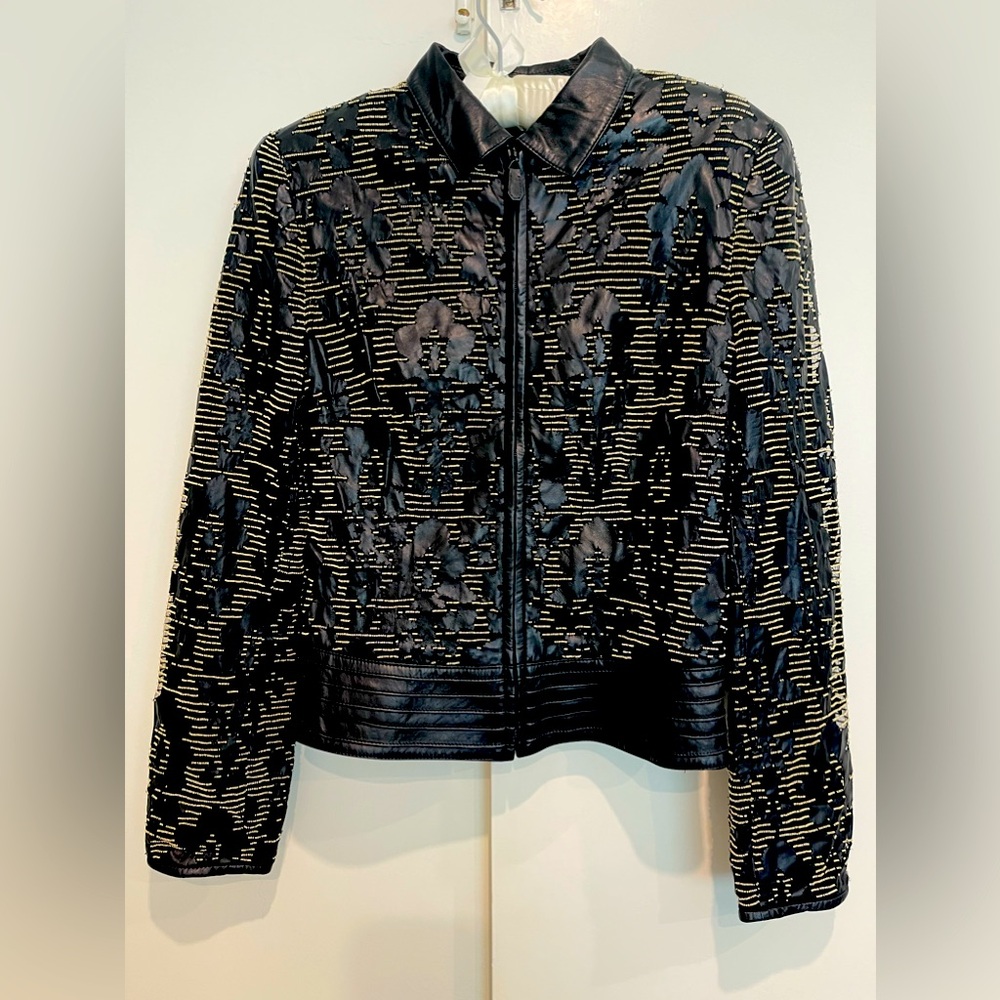 ESCADA | Rare Find! | Stunning Lambs leather Beaded Jacket - Size 36